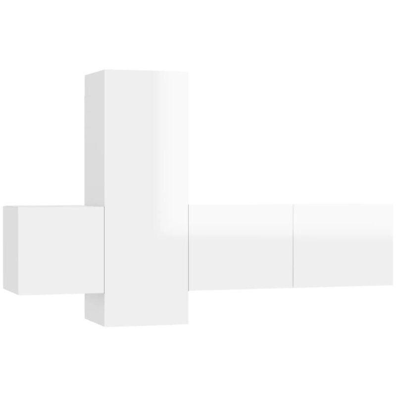 

Juego de mueble para TV de 3 piezas aglomerado blanco brillante - Blanco - Vidaxl