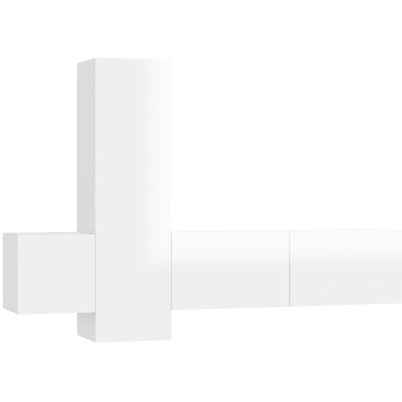 

Juego de mueble para TV de 3 piezas aglomerado blanco brillante - Blanco - Vidaxl