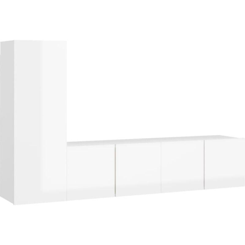 

Juego de mueble para TV de 3 piezas aglomerado blanco brillante - Blanco - Vidaxl