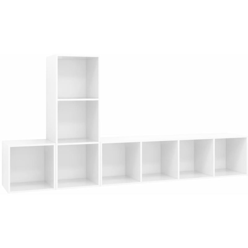 

Juego de mueble para TV de 3 piezas aglomerado blanco brillante - Blanco - Vidaxl