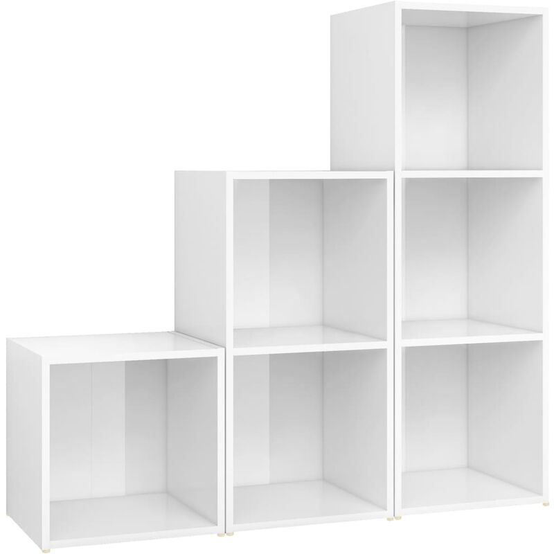 

Juego de mueble para TV de 3 piezas aglomerado blanco brillante - Blanco - Vidaxl