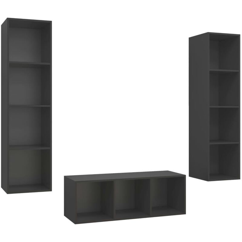 

Juego de mueble para TV de 3 piezas aglomerado gris - Gris - Vidaxl