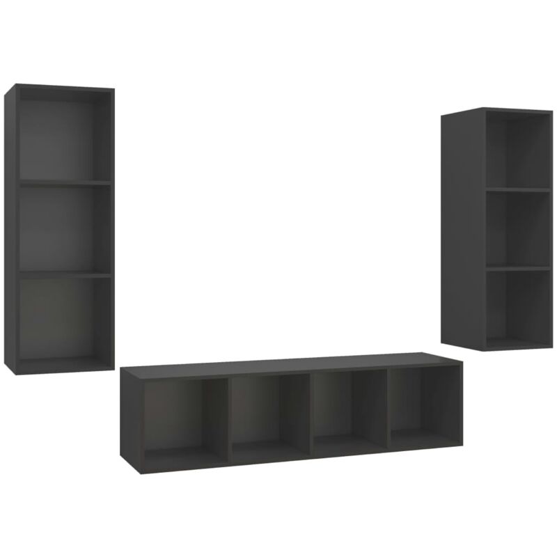 

Juego de mueble para TV de 3 piezas aglomerado gris - Gris - Vidaxl