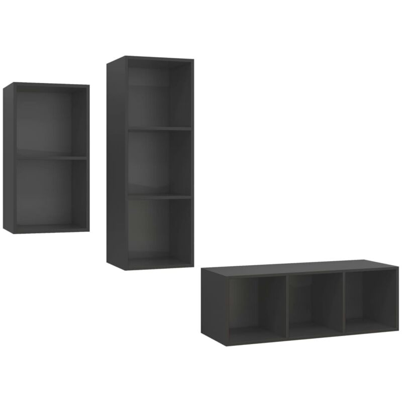 

Juego de mueble para TV de 3 piezas aglomerado gris - Gris - Vidaxl
