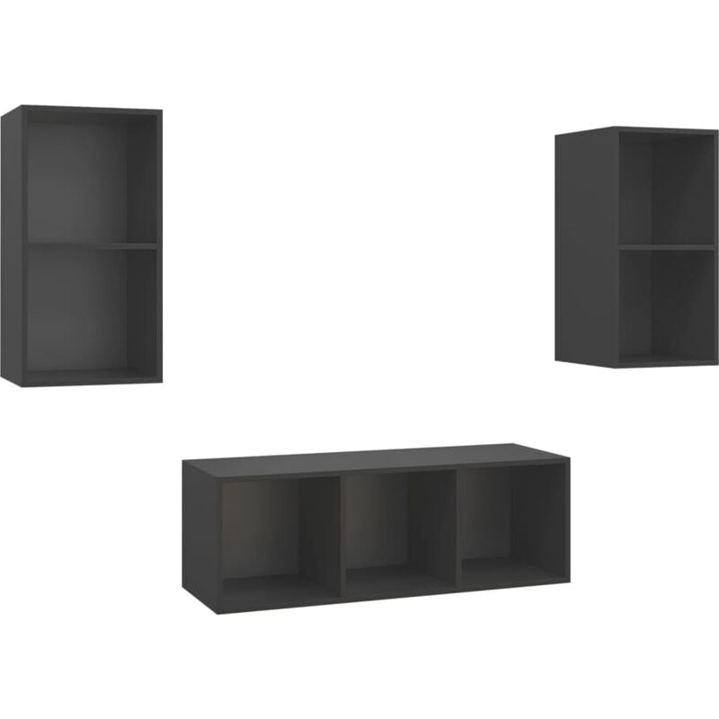 

Juego de mueble para TV de 3 piezas aglomerado gris - Gris - Vidaxl