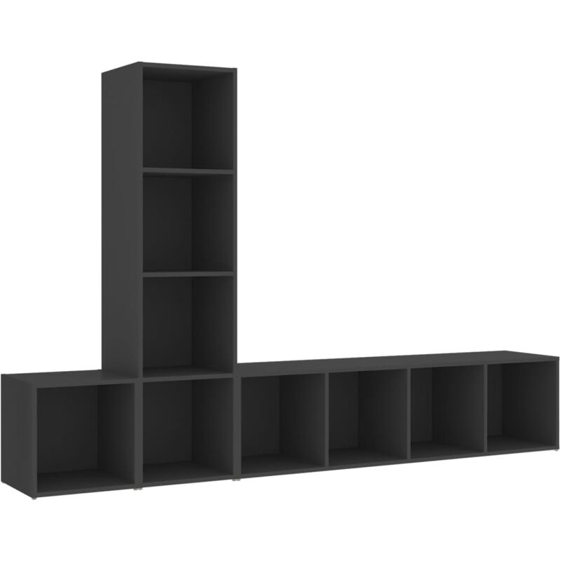 

Juego de mueble para TV de 3 piezas aglomerado gris - Gris - Vidaxl