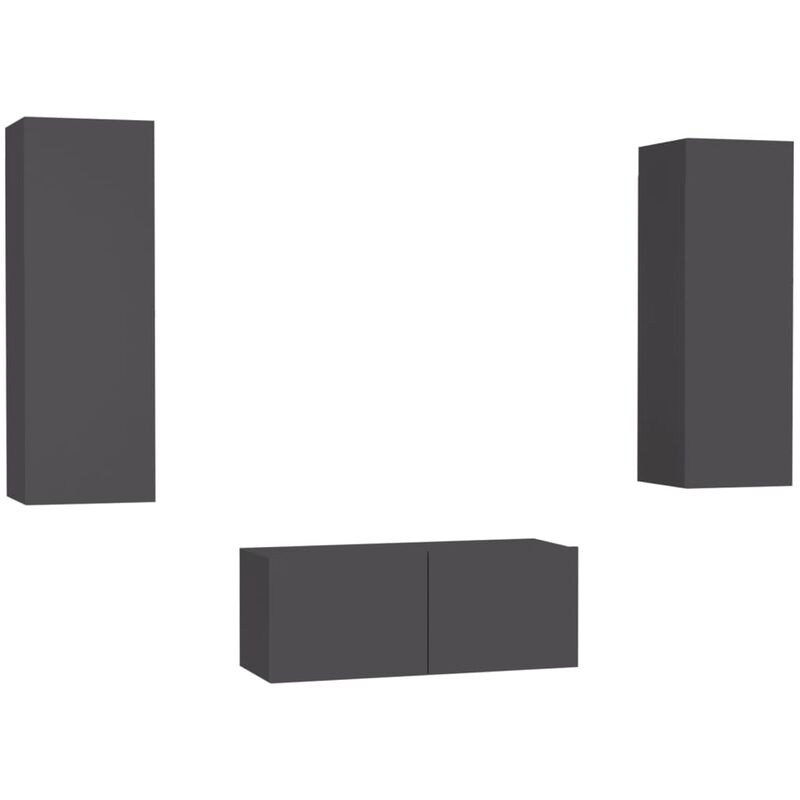 

Juego de mueble para TV de 3 piezas aglomerado gris - Gris - Vidaxl