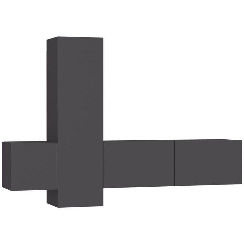 

vidaXL Juego de mueble para TV de 3 piezas aglomerado gris - Gris