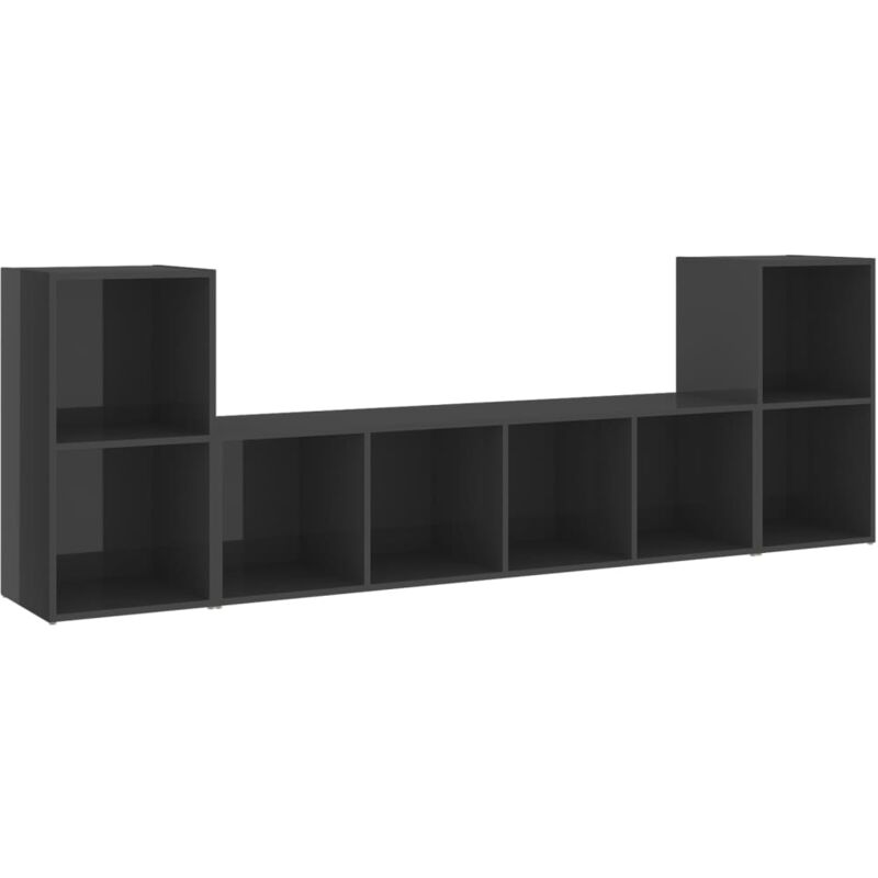 

Juego de mueble para TV de 3 piezas aglomerado gris brillante - Gris - Vidaxl