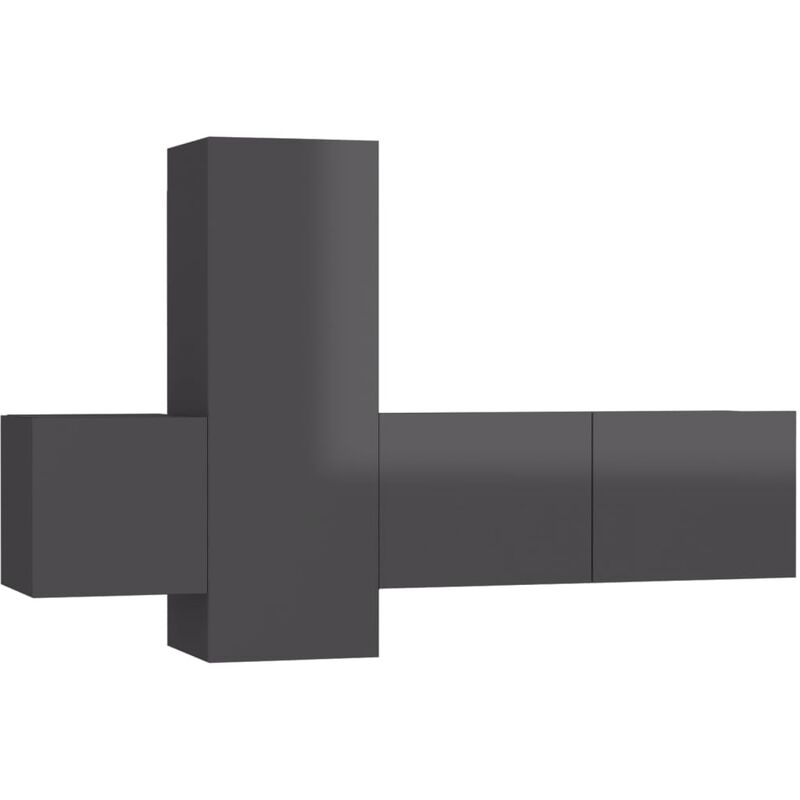 

Vidaxl - Juego de mueble para TV de 3 piezas aglomerado gris brillante - Gris