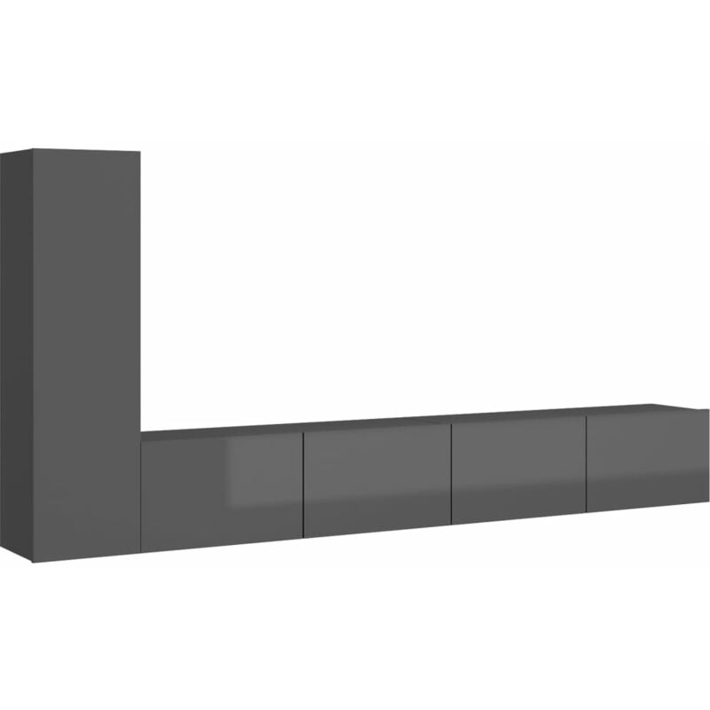 

Juego de mueble para TV de 3 piezas aglomerado gris brillante - Gris - Vidaxl