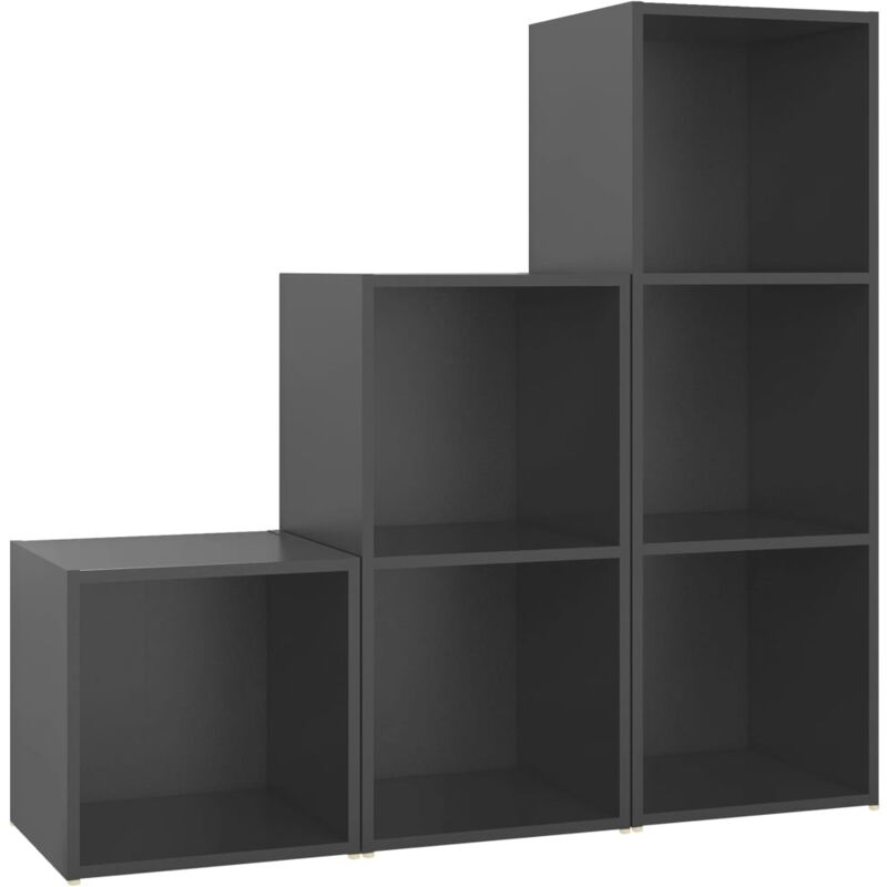 

Juego de mueble para TV de 3 piezas aglomerado gris - Gris - Vidaxl