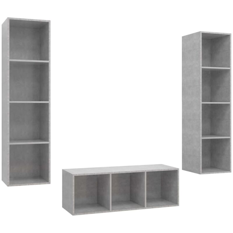 

Juego de mueble para TV de 3 piezas aglomerado gris hormigón - Gris - Vidaxl