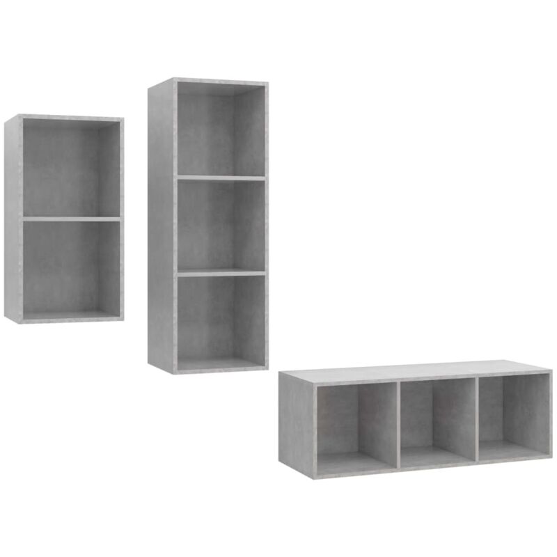 

Juego de mueble para TV de 3 piezas aglomerado gris hormigón - Gris - Vidaxl