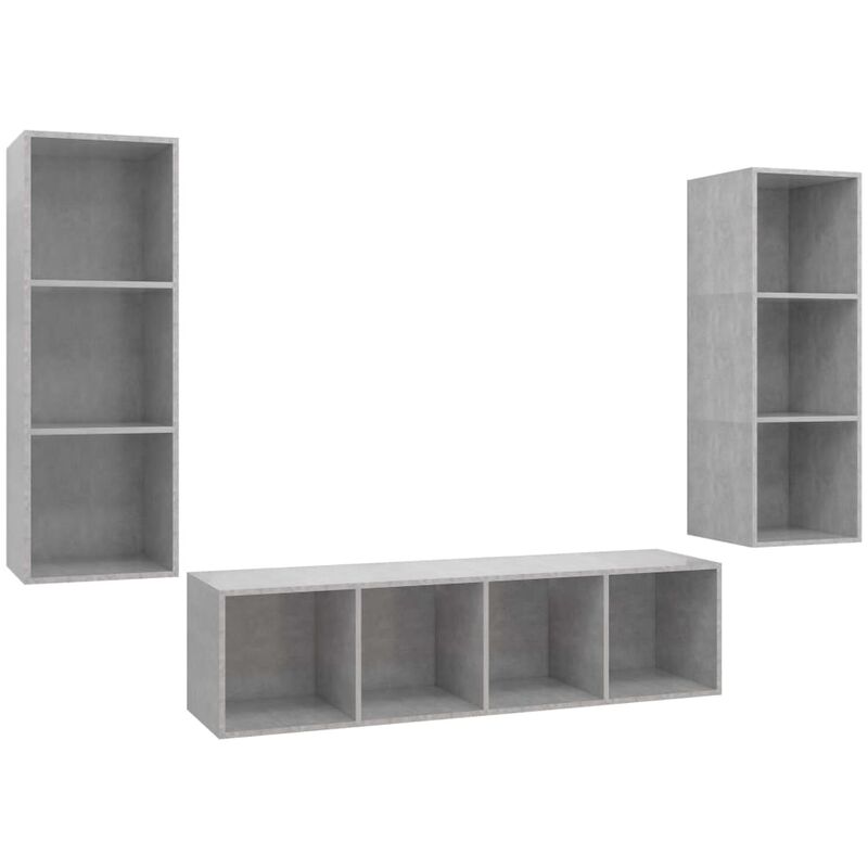 

Juego de mueble para TV de 3 piezas aglomerado gris hormigón - Gris - Vidaxl