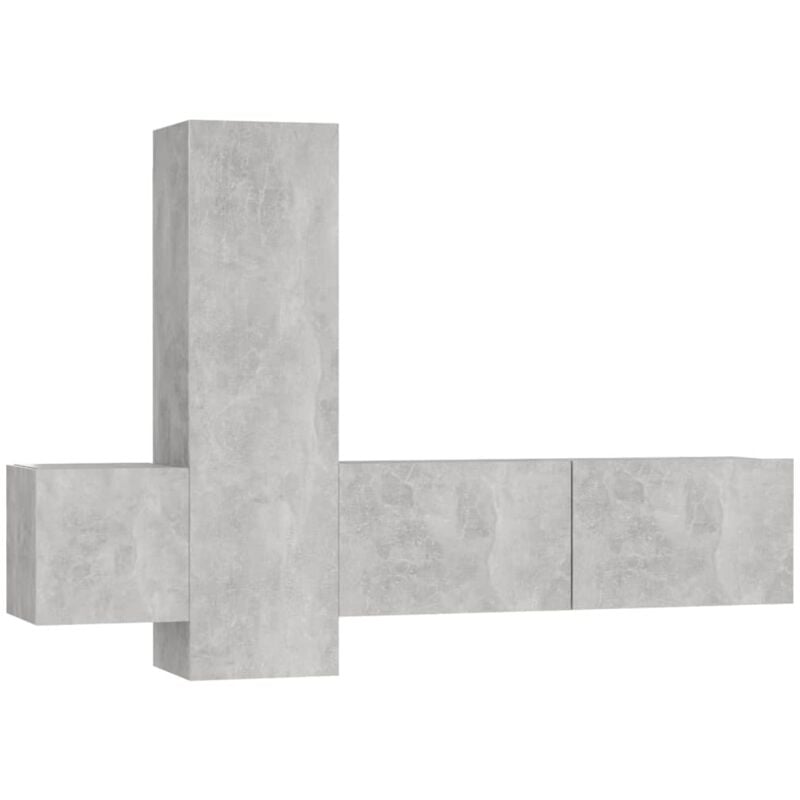 

vidaXL Juego de mueble para TV de 3 piezas aglomerado gris hormigón - Gris