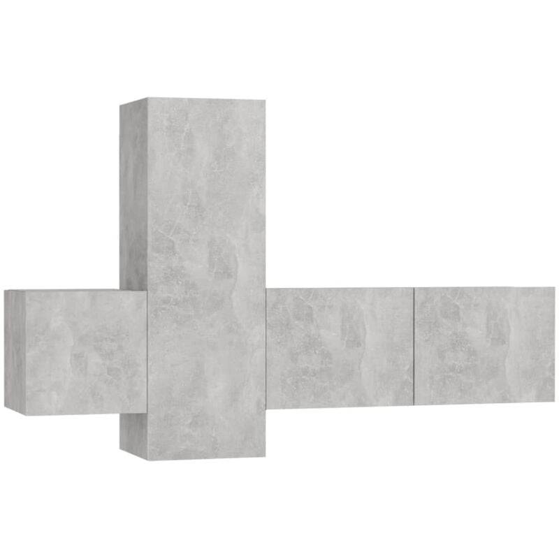 

Juego de mueble para TV de 3 piezas aglomerado gris hormigón - Gris - Vidaxl
