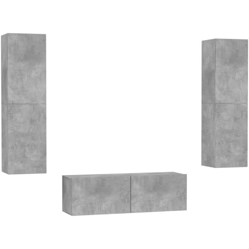 

Juego de mueble para TV de 3 piezas aglomerado gris hormigón - Gris - Vidaxl