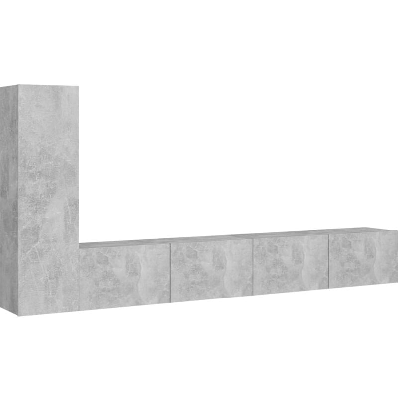 

vidaXL Juego de mueble para TV de 3 piezas aglomerado gris hormigón - Gris