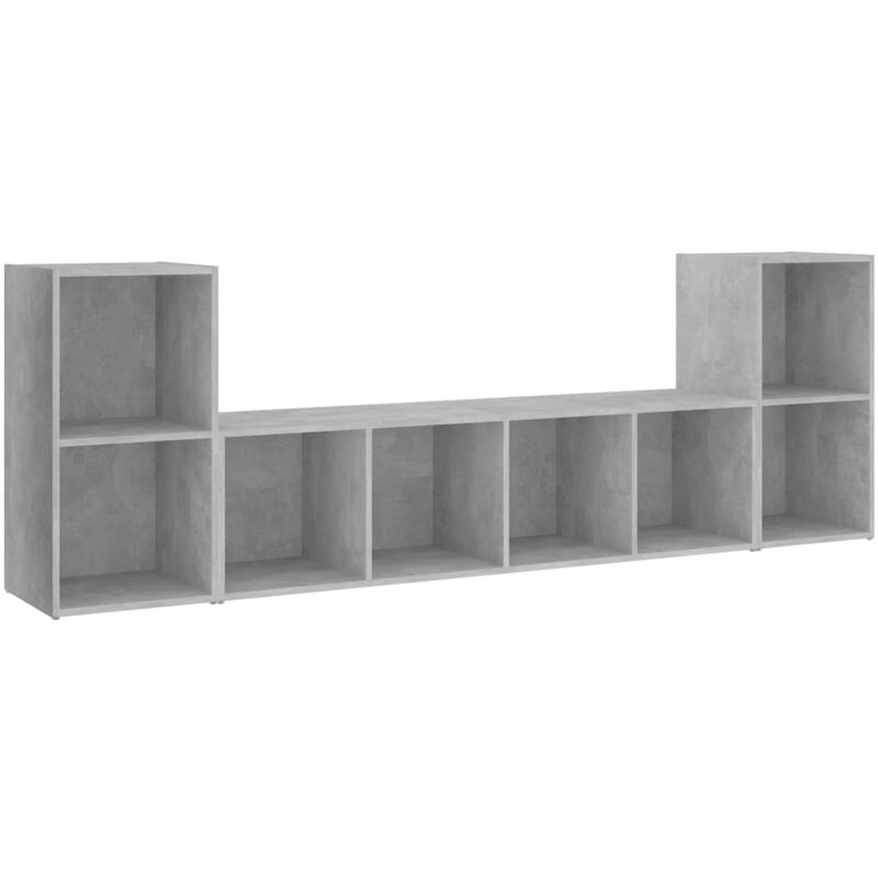 

Juego de mueble para TV de 3 piezas aglomerado gris hormigón - Gris - Vidaxl