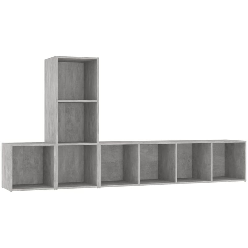 

Juego de mueble para TV de 3 piezas aglomerado gris hormigón - Gris - Vidaxl