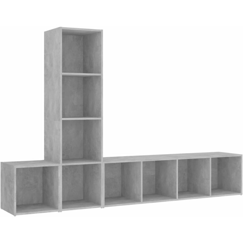 

Juego de mueble para TV de 3 piezas aglomerado gris hormigón - Gris - Vidaxl