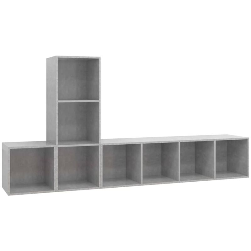 

Juego de mueble para TV de 3 piezas aglomerado gris hormigón - Gris - Vidaxl