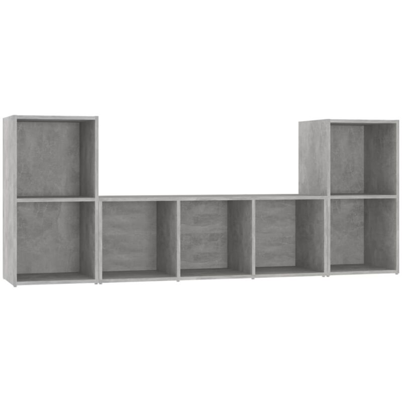 

Juego de mueble para TV de 3 piezas aglomerado gris hormigón - Gris - Vidaxl
