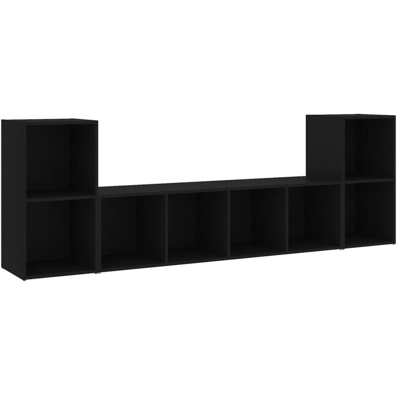 

Juego de mueble para TV de 3 piezas aglomerado negro - Negro - Vidaxl