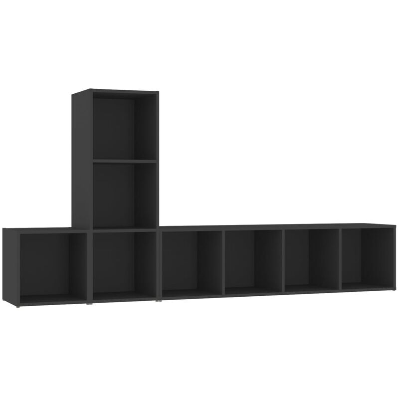 

Juego de mueble para TV de 3 piezas aglomerado negro - Negro - Vidaxl