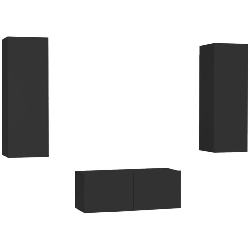 

Juego de mueble para TV de 3 piezas aglomerado negro - Negro - Vidaxl