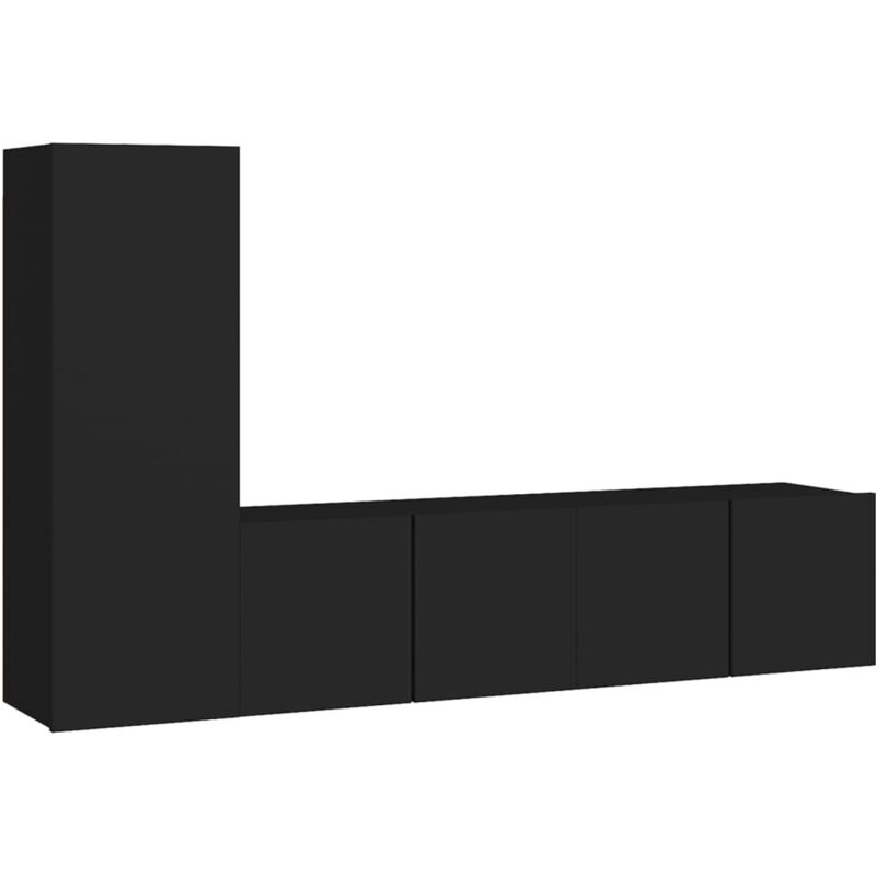 

Vidaxl - Juego de mueble para TV de 3 piezas aglomerado negro - Negro