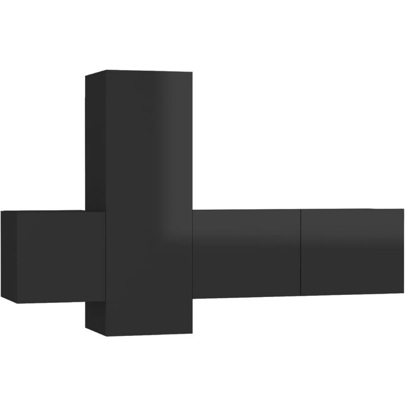 

Juego de mueble para TV de 3 piezas aglomerado negro brillante - Negro - Vidaxl