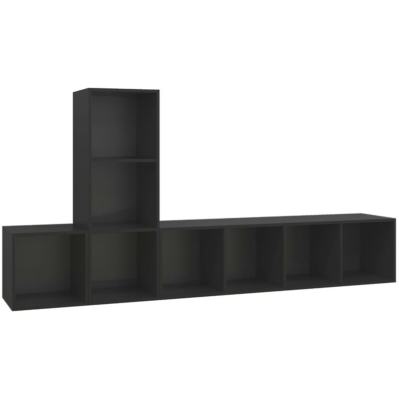 

Juego de mueble para TV de 3 piezas aglomerado negro - Negro - Vidaxl