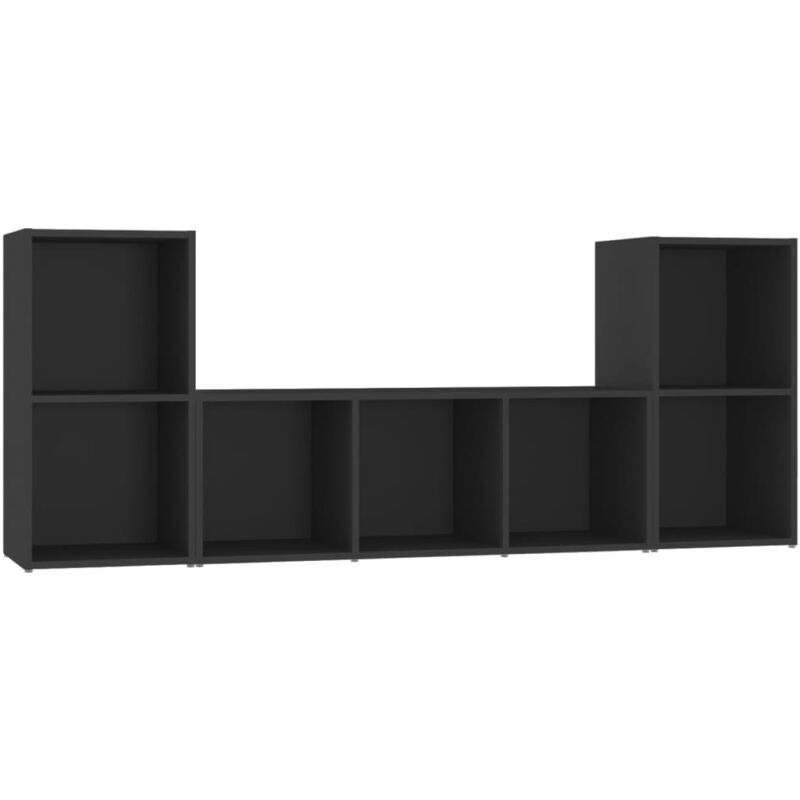 

Juego de mueble para TV de 3 piezas aglomerado negro - Negro - Vidaxl