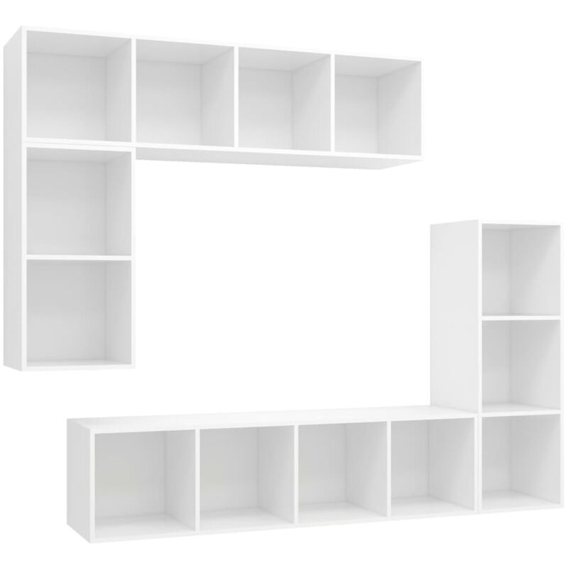 

Juego de mueble para TV de 4 piezas aglomerado blanco - Blanco - Vidaxl