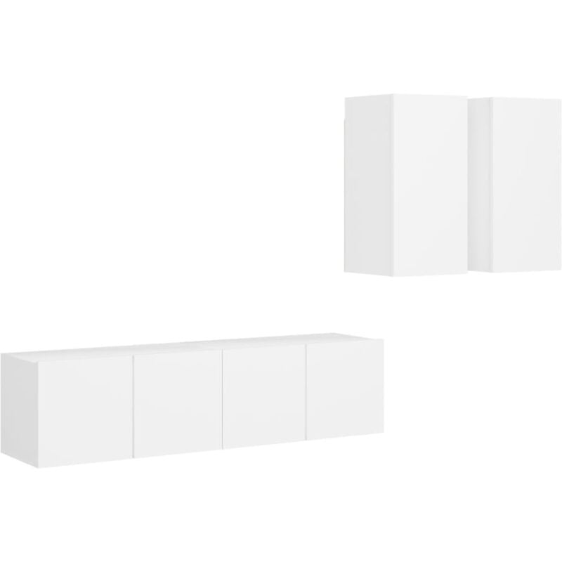 

vidaXL Juego de mueble para TV de 4 piezas aglomerado blanco - Blanco