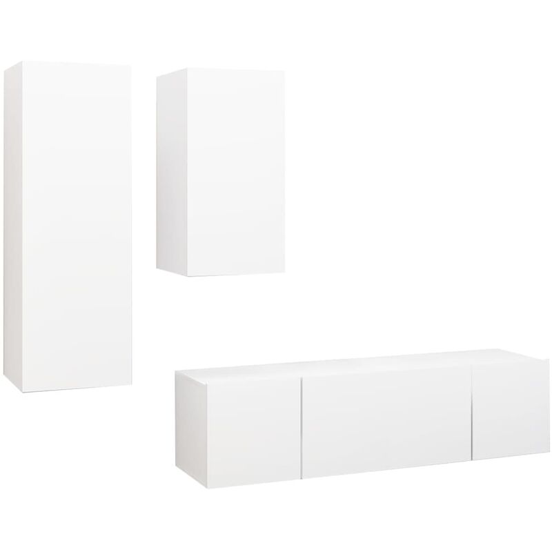 

Juego de mueble para TV de 4 piezas aglomerado blanco - Blanco - Vidaxl