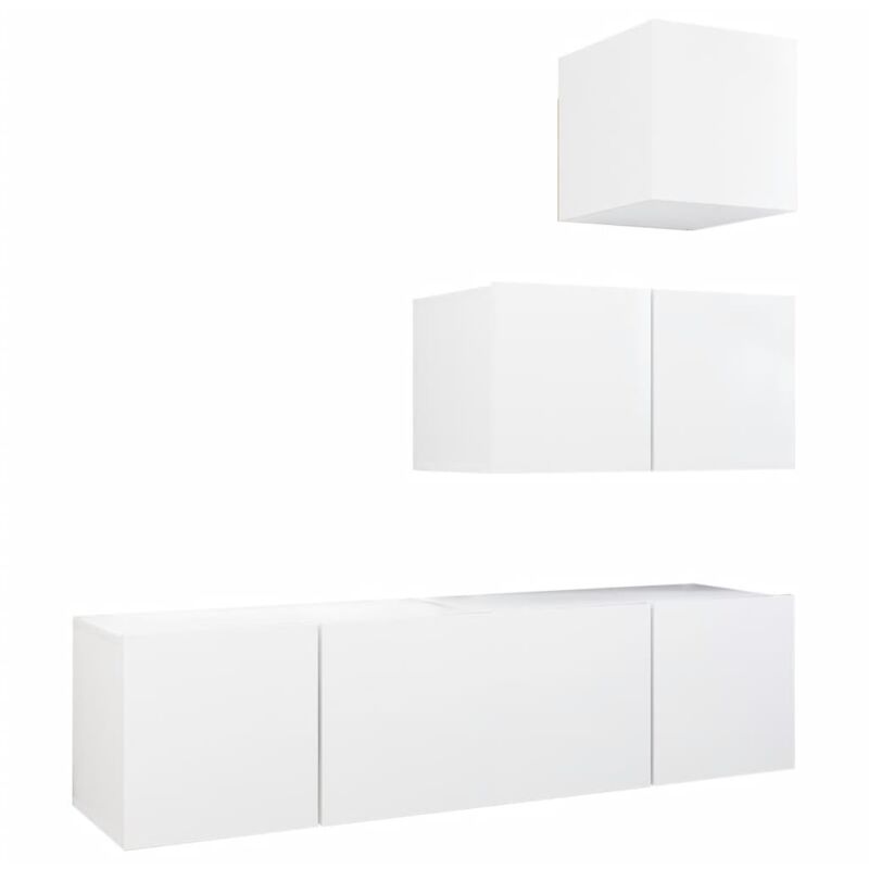 

Juego de mueble para TV de 4 piezas aglomerado blanco - Blanco - Vidaxl