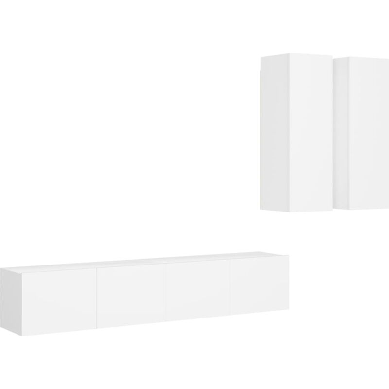 

Juego de mueble para TV de 4 piezas aglomerado blanco - Blanco - Vidaxl