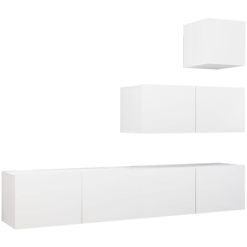 

Juego de mueble para TV de 4 piezas aglomerado blanco - Blanco - Vidaxl