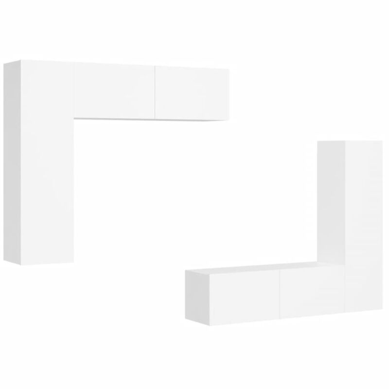 

Juego de mueble para TV de 4 piezas aglomerado blanco - Blanco - Vidaxl