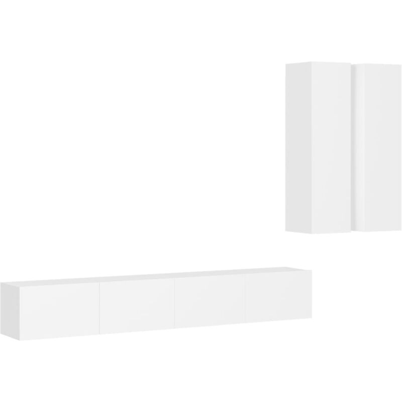 

Juego de mueble para TV de 4 piezas aglomerado blanco - Blanco - Vidaxl