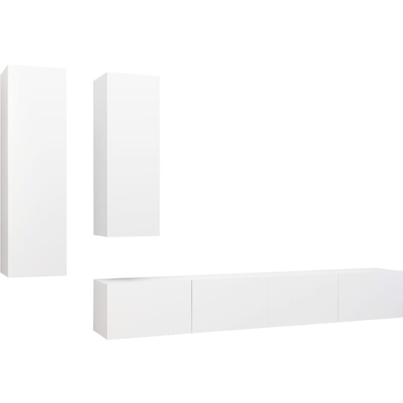 

Juego de mueble para TV de 4 piezas aglomerado blanco - Blanco - Vidaxl