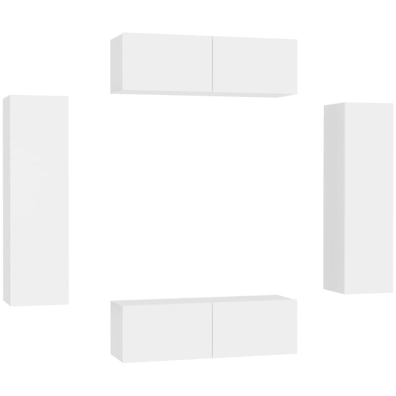 

Juego de mueble para TV de 4 piezas aglomerado blanco - Blanco - Vidaxl