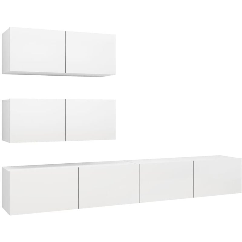 

Juego de mueble para TV de 4 piezas aglomerado blanco - Blanco - Vidaxl