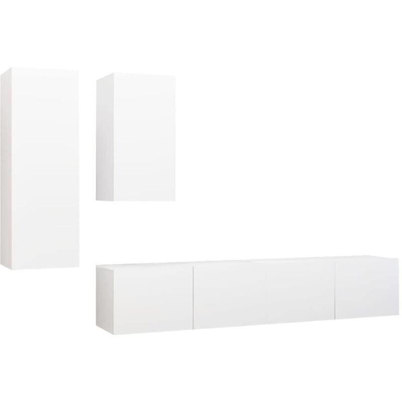 

Juego de mueble para TV de 4 piezas aglomerado blanco - Blanco - Vidaxl