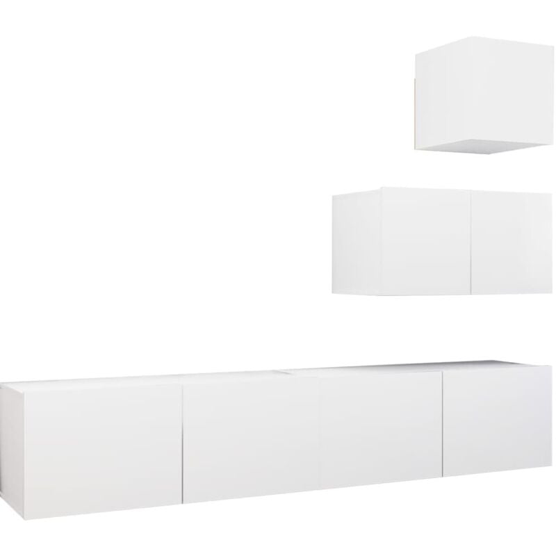 

Juego de mueble para TV de 4 piezas aglomerado blanco - Blanco - Vidaxl