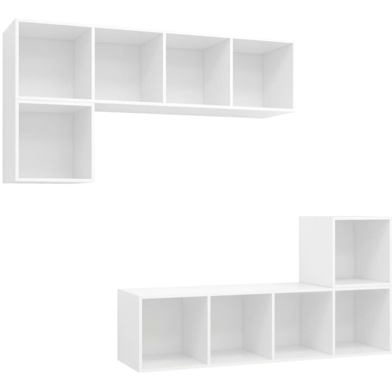 

Juego de mueble para TV de 4 piezas aglomerado blanco brillante - Blanco - Vidaxl