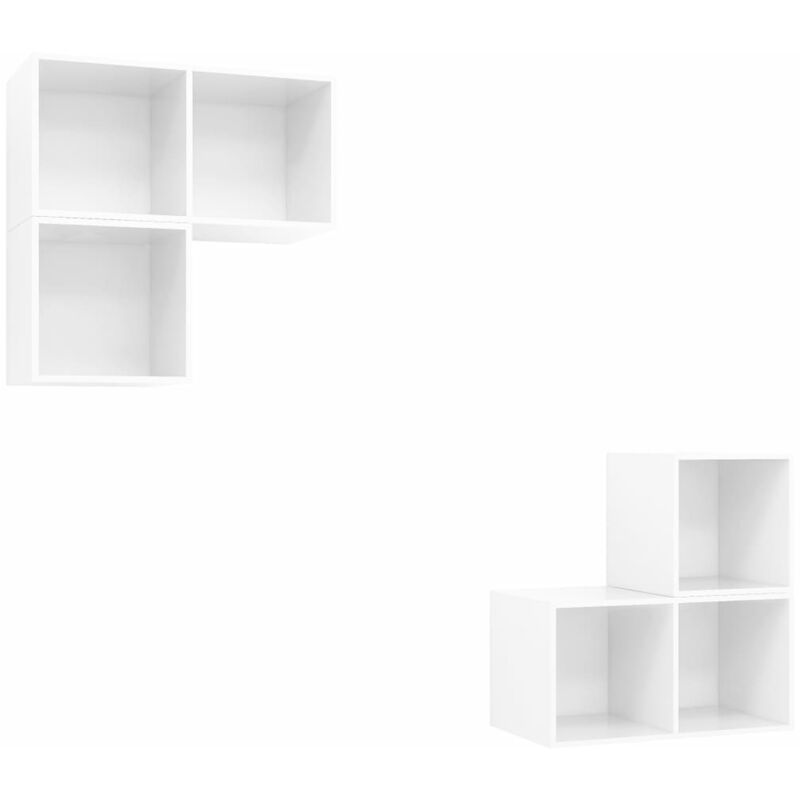 

Juego de mueble para TV de 4 piezas aglomerado blanco brillante - Blanco - Vidaxl